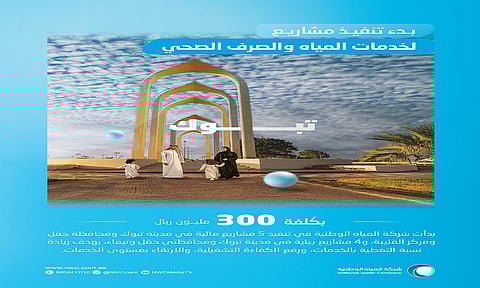 المياه الوطنية تبدأ تنفيذ 9 مشروعات في تبوك بـ 300 مليون ريال لزيادة نسبة التغطية ورفع كفاءة التشغيل