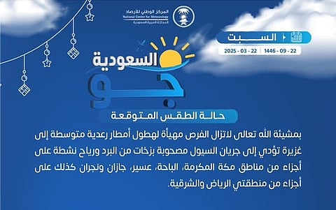 31 مئوية تسجّلها نجران وجازان كأعلى درجة حرارة بالمملكة اليوم