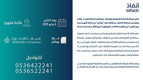 للبيع بالمزاد العلني 18 فرصة عقارية بمزاد روشان في مدينة جدة