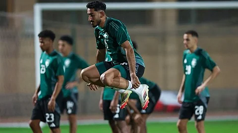 جانب من التدريبات الاسترجاعية للاعبي المنتخب السعودي الأول لكرة القدم