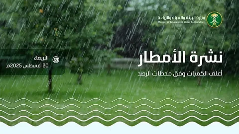 "البيئة": 80 محطة ترصد هطول أمطار في 6 مناطق وجازان الأعلى بكميات 53.8 ملم