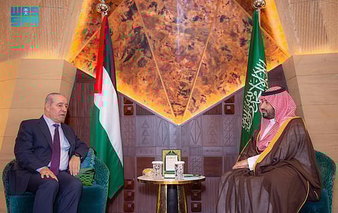 ولي العهد يستقبل نائب رئيس دولة فلسطين ويستعرض معه الجهود المبذولة لدعم القضية الفلسطينية