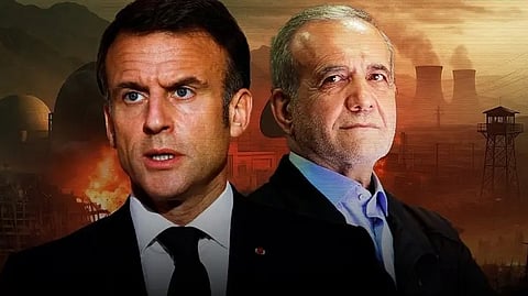 الرئيس الإيراني مسعود بزشكيان ونظيره الفرني إيمانويل ماكرون