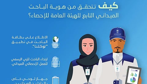 "الإحصاء" تتيح التحقّق من هوية الباحث الميداني عبر تطبيق "توكلنا"