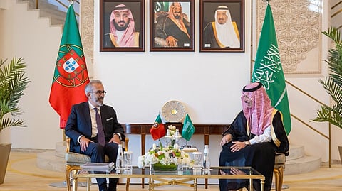 الأمير فيصل بن فرحان خلال استقباله وزير خارجية البرتغال باولو رانجيل