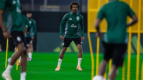 جانب من تدريبات لاعبي المنتخب السعودي الأول لكرة القدم