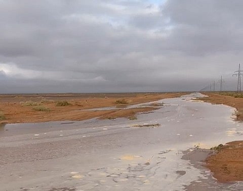 شاهد .. هطول أمطار متوسطة إلى غزيرة تسيل الأودية شمال المدينة وغرب القصيم وحائل