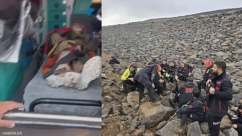 إنقاذ الطفل الذي كان مدفونا تحت حجارة