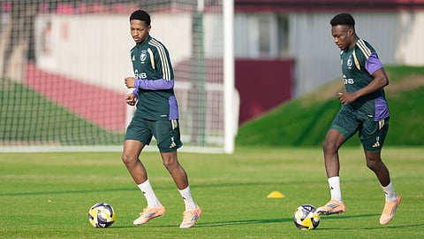 جانب من تدريبات لاعبي المنتخب السعودي الأول لكرة القدم