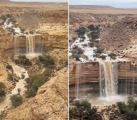 شاهد.. شلالات الحلق ترسم لوحات فنية ومناظر جمالية بالغاط