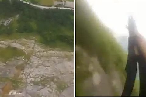 فيديو مروع.. "مظلي" يرتطم بالصخور ويستقر أسفل جرف شاهق