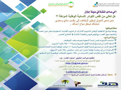 "تقنية بنات جازان" تدعو أصحاب المنشآت للتقديم على المسار الوظيفي