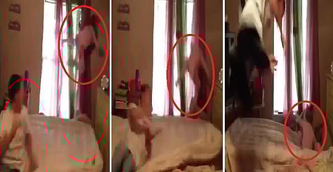 فيديو مؤلم.. لعبة أب عنيف تصدم طفلته بقوة في جدار