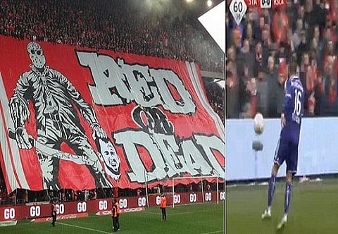 بالفيديو.. طرد لاعب بعد تسديده الكرة على مشجعي فريقه السابق
