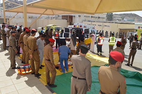 شاهد.. تنفيذ فرضية حريق بالسجن العام بالطائف