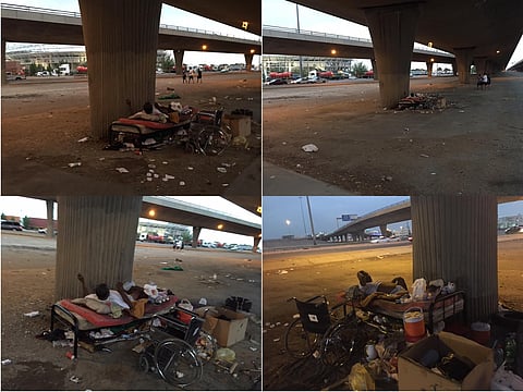 معتل نفسياً وقدمه مبتورة يسكن تحت كوبري ميناء جدة