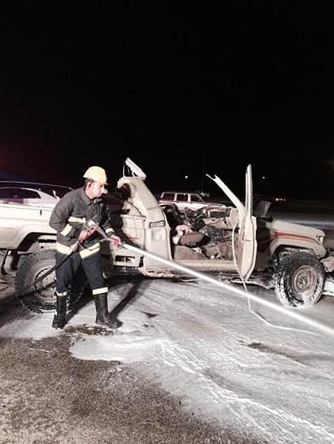 حادث سير يصرع فرديْن بـ "حدود الخفجي" اصطدما بشاحنة