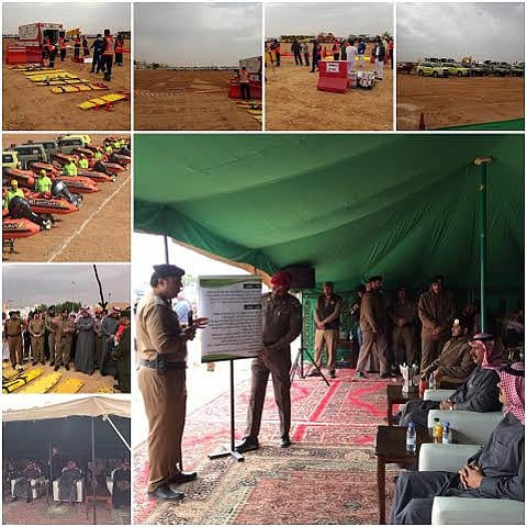 "الدفاع المدني" ينفذ فرضية لأمطار وسيول جارفة بالمجمعة