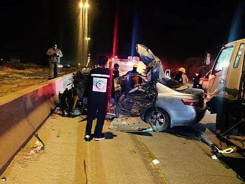 بالصور.. وفاة وإصابة 4 في حادث مروري بدائري بريدة