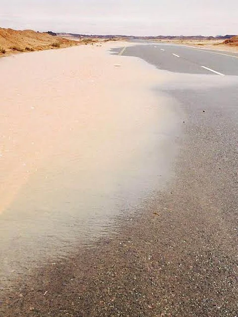 "مدني العُلا" للمسافرين على طريق المعظم بتبوك: احذروا السيول المنقولة