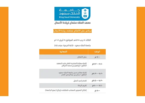 انطلاق ملتقى ريادة الأعمال بجامعة الملك سعود غداً