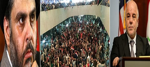 "العبادي" يأمر باعتقال أنصار "الصدر" الذين اقتحموا مقر البرلمان العراقي