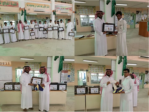 "ثانوية محمد بن سلمان" تُكرم طلابها المتفوقين بجوائز عينيه ونقدية