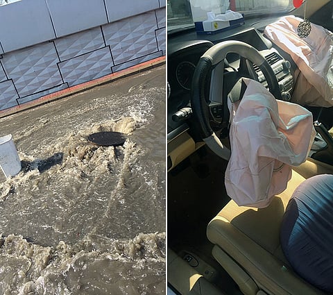 غطاء صرف صحي يتسبب في تلفيات بسيارة مواطن بجدة