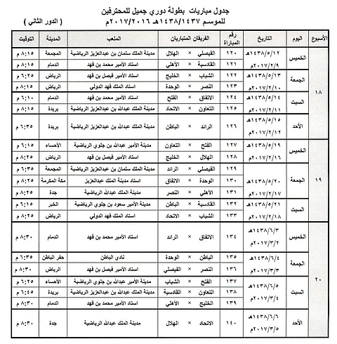 المسابقات تصدر جدول جميل.. الختام "ديربي الرياض" في ٨ شعبان