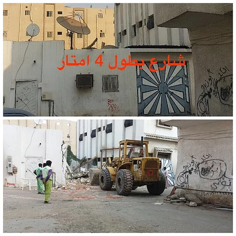 شاهد.. مواطن يزيل تعديه على مرفق حكومي بمكة مطبقًا مقولة "بيدي لا بيد عمرو"