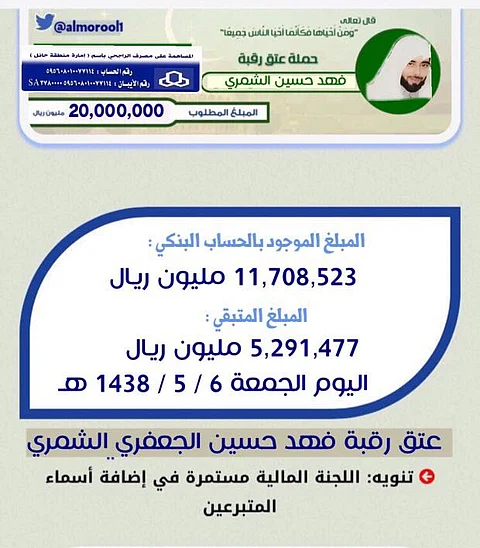 ذوو سجين بحائل يناشدون بإكمال 5 ملايين تبقت من دية ابنهم