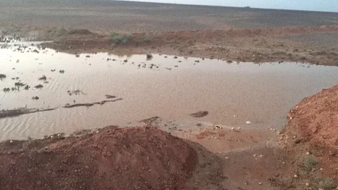 "مدني طبرجل" يُخرج طفلاً من مستنقع مائي ناتج عن هطول الأمطار