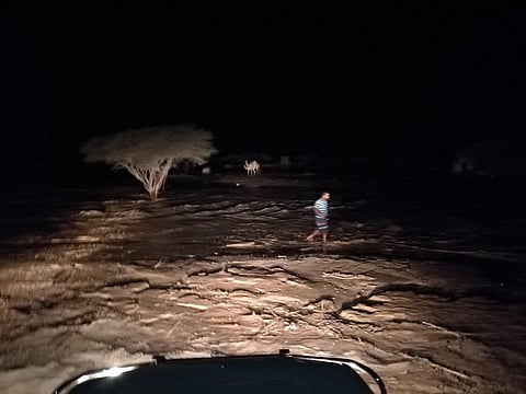 شاهد.. مياه الصرف تداهم "هجرة" في بيش بعد تسرُّب كميات ضخمة من البحيرة