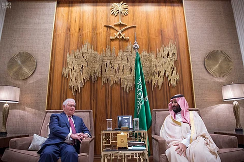 ولي العهد يبحث مع وزير الخارجية الأمريكي تطورات الأوضاع الإقليمية وجهود مكافحة الإرهاب