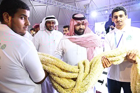 شاهد.. بدعم من "الترفيه" جازان تشهد أطول "عقد فل" في العالم