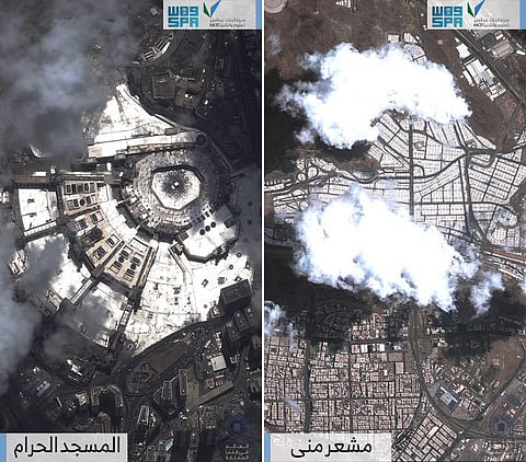 شاهد .. القمر الصناعي يبثُّ صورًا لمشعر (منى) و (المسجد الحرام)