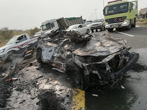 شاهد .. حادث سير مروّع بين مركبات عدة بجازان والحصيلة 3 وفيات