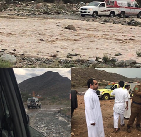عسير: احتجاز 7 معلمات وطفل في سيل لـ 4 ساعات