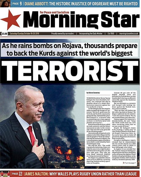 صحيفة بريطانية تصدر واجهتها بصورة أردوغان وتصفه بكلمة واحدة: إرهابي