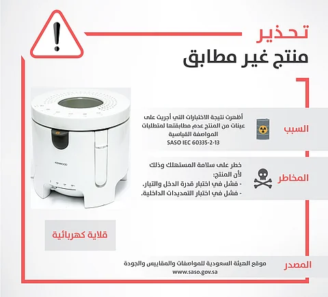 "المواصفات" تحذّر من "قلاية كهربائية" متداولة بالسوق