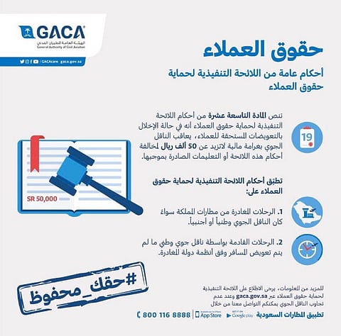 "الطيران المدني" تؤكد: 50 ألف ريال غرامة الناقل الجوي في حال مخالفته