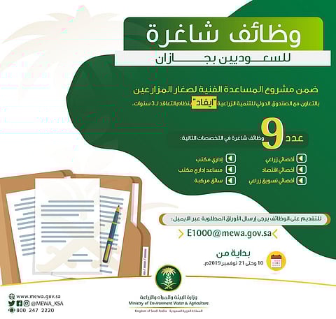 للجنسين.. "البيئة" تُعلن عن توفر وظائف إدارية في جازان