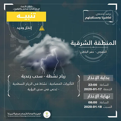"الأرصاد" تنبه حائل والشرقية: أتربة مثارة وأمطار وتدن في مدى الرؤية