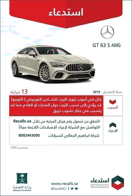 خلل قد ينتهي بحريق.. "التجارة" تستدعي 110 سيارات "مرسيدس"