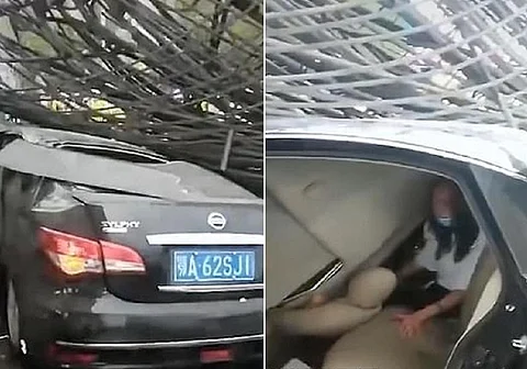 "متى تخرجونني؟".. شاهد امرأة محشورة في سيارة مدمَّرة وفوقها رافعة عملاقة