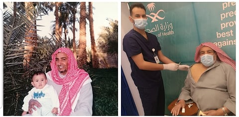 في حريملاء.. لقاح كورونا يجمع الجد والحفيد في صورة "رد الجميل"