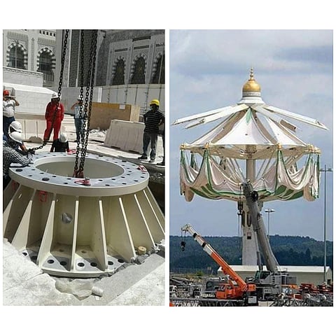 مصادر "سبق" توضح حقيقة تركيب قاعدة أكبر مظلة في العالم بصحن المطاف بالحرم المكي