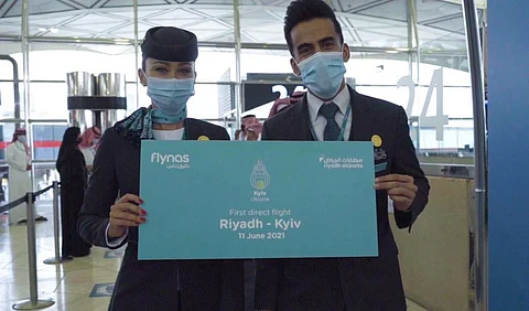 طيران ناس يحتفل بتدشين أولى الرحلات المباشرة بين الرياض وكييف الأوكرانية
