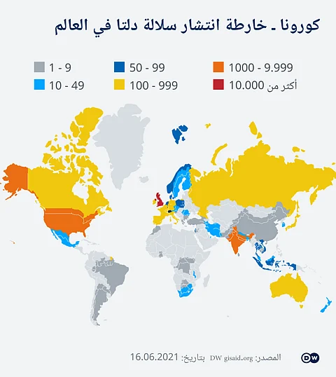 هذه خريطة الدول التي انتشر فيها المتحور "دلتا ".. وضعٌ مقلق فتجنبوا السفر إليها
