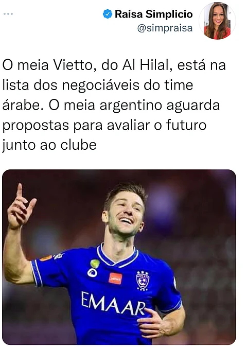 صحفية "برازيلية": "لوسيانو فيتو" لاعب "الهلال" على وشك الرحيل